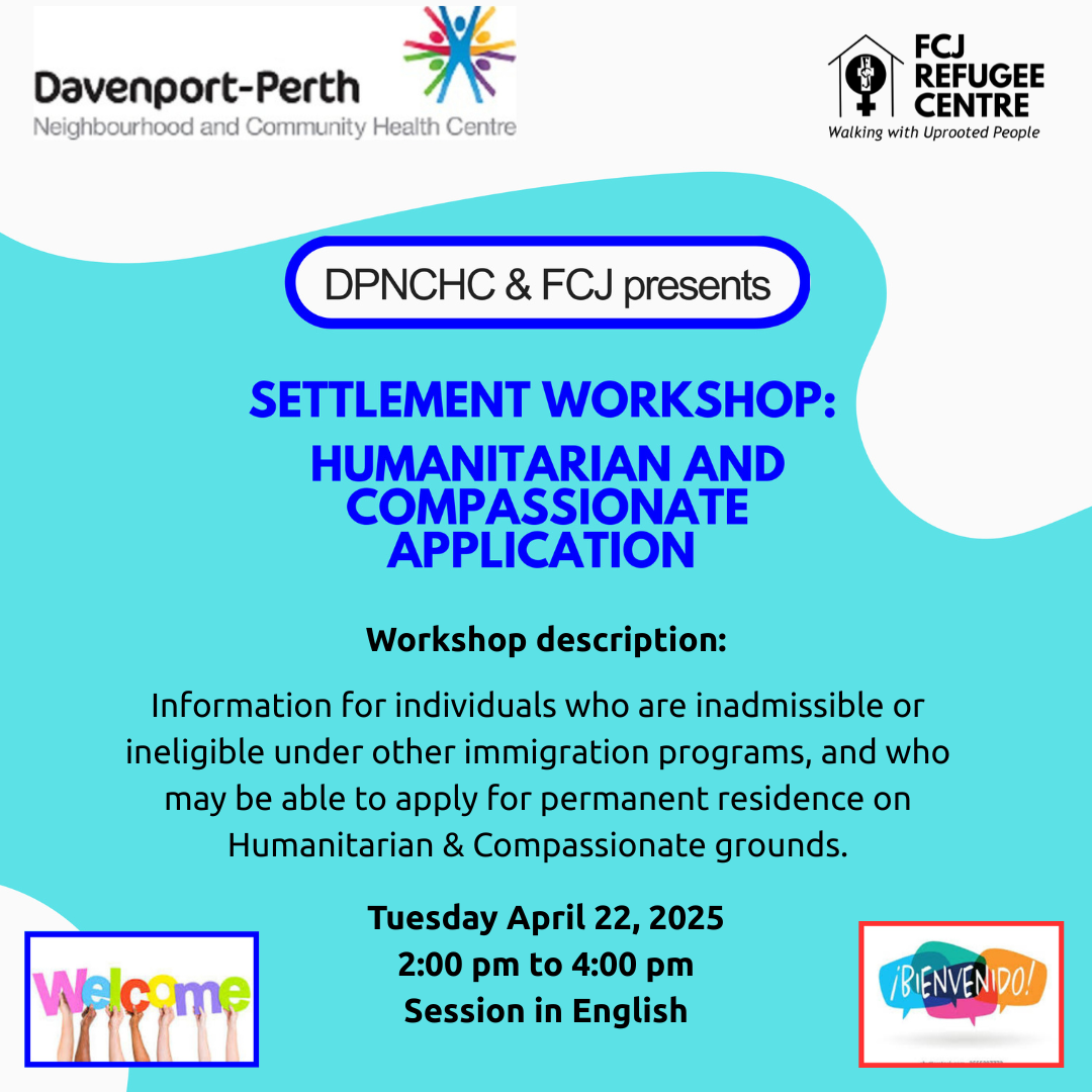Settlement Workshop: Humanitarian and Compassionate Application – FCJ ...
