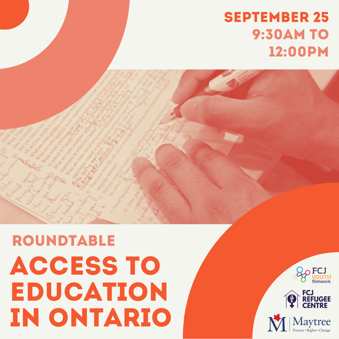 Roundtable: Access to Education in Ontario – FCJ Refugee Centre